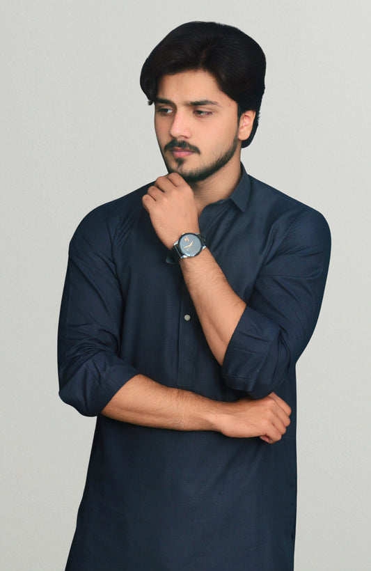 Double Stitched Premium Shalwar Suit-Charcoal Grey