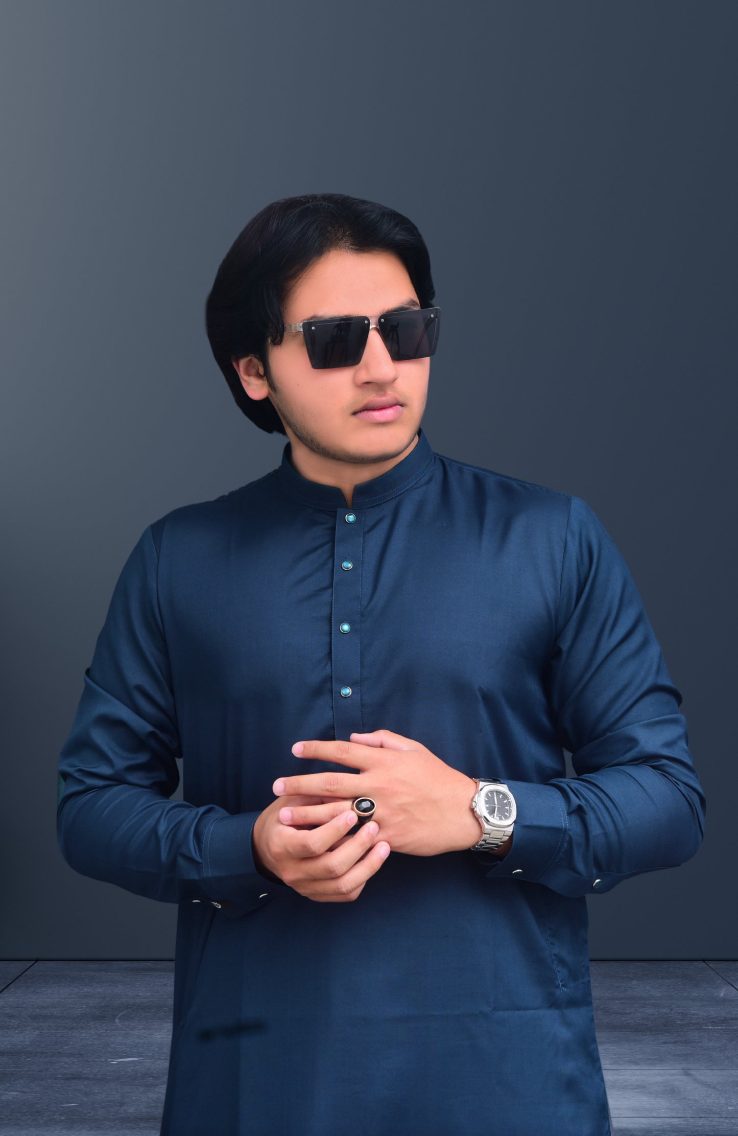 Classic Zinc Colour Wash & Wear Stitched Shalwar Suit