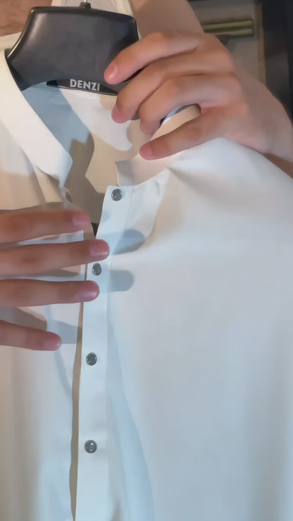 Classic Pearl White Stitched Shalwar Suit