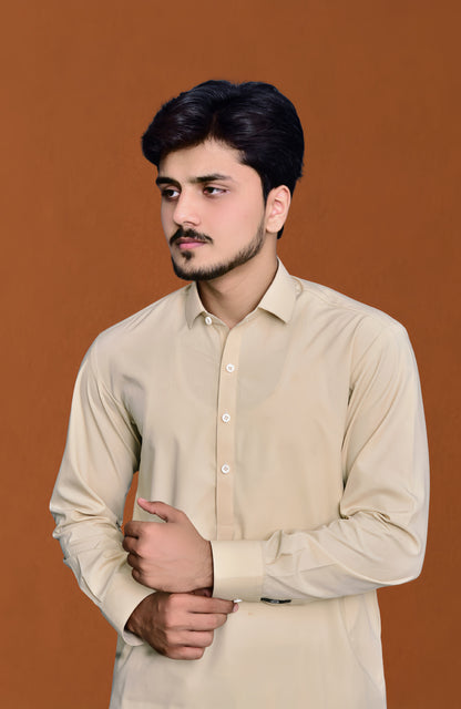 Formal Stitched Shalwar Suit - Light Biscuit
