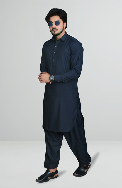 Double Stitched Premium  Shalwar Suit-Charcoal Grey