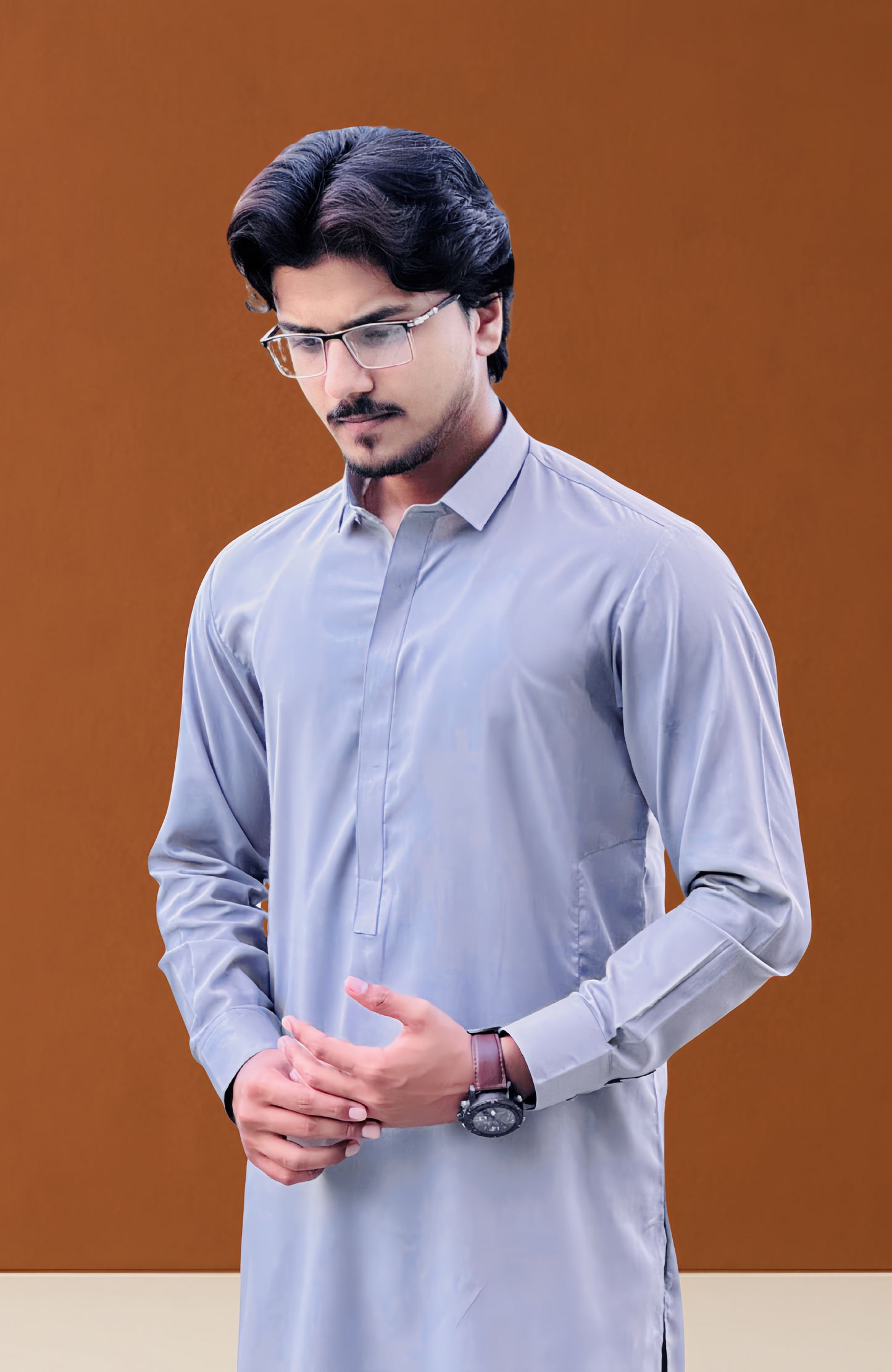 Formal Stitched Shalwar Suit - Silver Grey