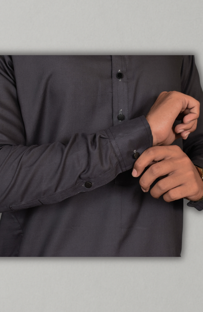 Double Stitched Premium  Shalwar Suit-Charcoal Grey