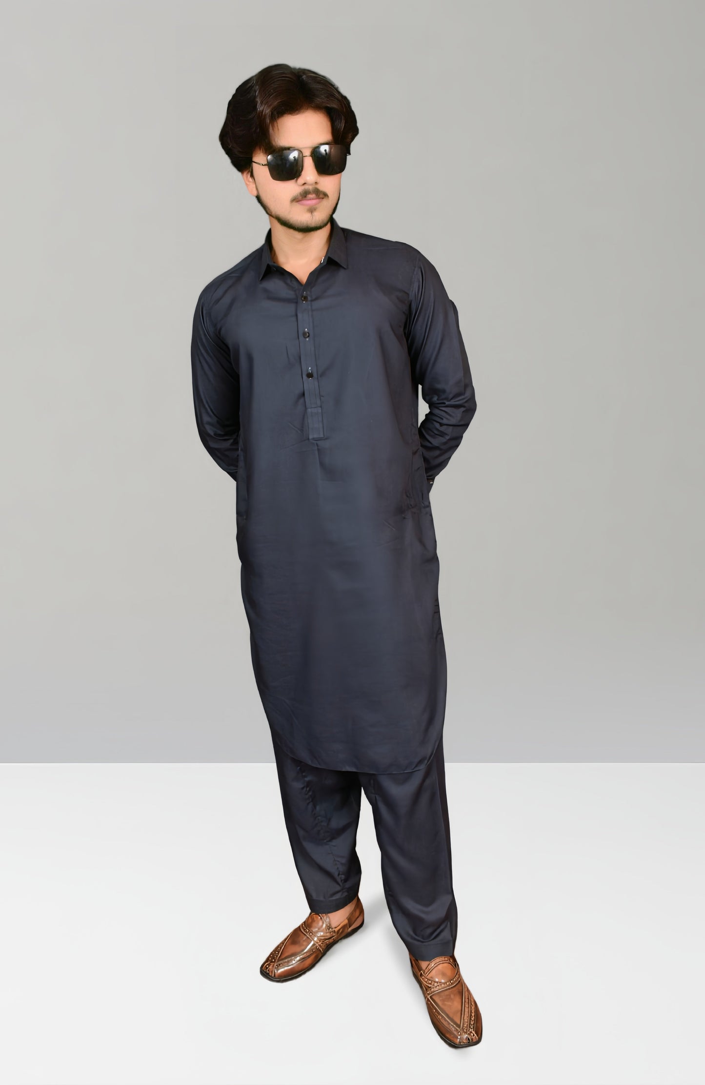 Double Stitched Premium  Shalwar Suit-Charcoal Grey