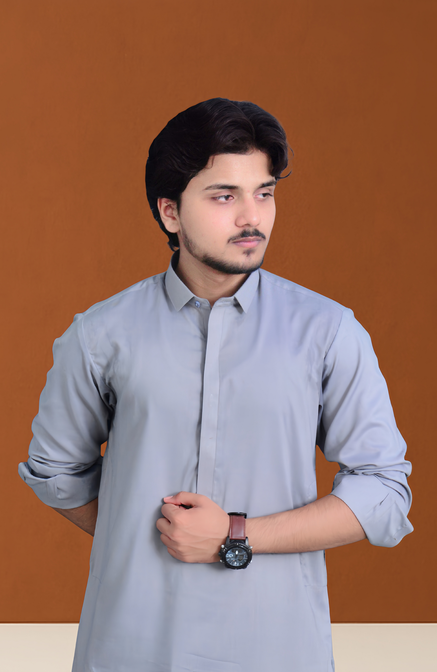Formal Stitched Shalwar Suit - Silver Grey